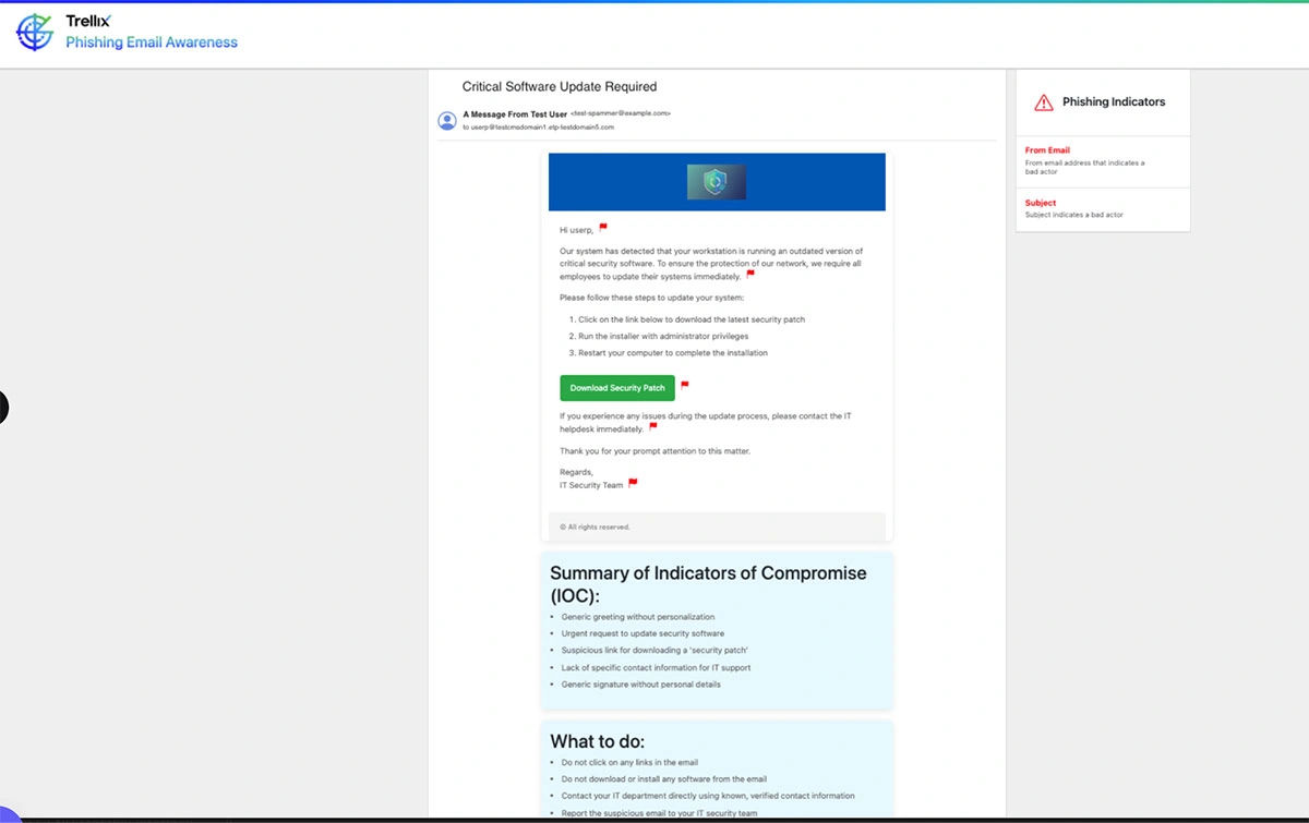 Trellix Phishing Simulator Tour 4